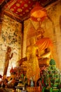 Buddha statue image take in ancient temple in Thailand or wat. This heritage spirituality of golden buddha face is beautiful Royalty Free Stock Photo