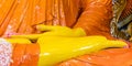 Buddha statue inside Gangaramaya Temple, Colombo, Sri Lanka. Close-up Royalty Free Stock Photo