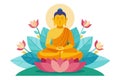 Buddha statue and lotus flower. Royalty Free Stock Photo