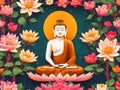 Buddha statue with lotus flower and lotus flower Royalty Free Stock Photo