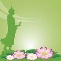 Buddha statue and lotus of thai tradition, Visakha Puja Day Royalty Free Stock Photo