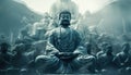 Buddha statue mediating of Japanese style. Generative Ai