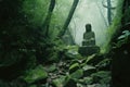 a buddha statue in the middle of a forest Royalty Free Stock Photo