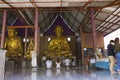 Buddha statue and monk statues for thai people travelers travel visit and respect praying blessing with worship holy mystery in