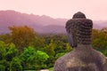 Buddha statue in the morning at Borobudur Temple. Yogyakarta, Ce Royalty Free Stock Photo