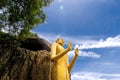 Buddha statue on the mountain and tree and beautiful blue sky in the public place Royalty Free Stock Photo