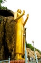 Buddha statue on the mountain and tree and beautiful blue sky in the public place Royalty Free Stock Photo