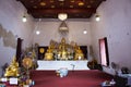 Buddha statue in old ubosot for thai people travelers travel visit and respect praying blessing holy worship in Wat Chalor or