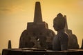 Buddha statue in open stupa in Borobudur temple Royalty Free Stock Photo