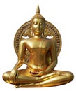 Buddha statue in pubic temple of thailand. Isolated on white background with clipping path Royalty Free Stock Photo