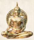 Buddha statue in pubic temple of thailand. Watercolor style Royalty Free Stock Photo