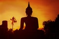 Buddha statue silhouette of on sunset Royalty Free Stock Photo