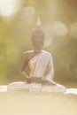 Buddha statue sitting in zen lotus and meditating in nature Royalty Free Stock Photo