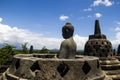 Buddha statue in stupa. Borobodur temple. Royalty Free Stock Photo