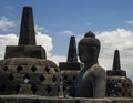 Buddha statue and stupas. Borobodur temple. Royalty Free Stock Photo