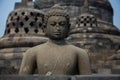 Buddha statue on top of Borobudur temple, Yogyakarta, Java, Indonesia Royalty Free Stock Photo