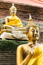 Buddha statue on the wall of the Thai temple Royalty Free Stock Photo