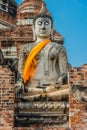 Buddha statue Wat Yai Chaimongkol Ayutthaya bangkok thailand Royalty Free Stock Photo