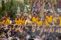 Buddha statue water ceremony in songkran festival 2019,THAILAND APRIL 13 , 2019, Many people have raised the buddha statues Luang