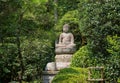 Buddha statue in the woods of a garden in Kyoto