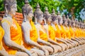 Buddha statues in Ayutthaya,Thailand. In 1767, the city was destroyed by the Burmese army. Royalty Free Stock Photo