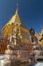 Buddha statues and chedi of the Wat Phra That Doi Suthep in Chiang Mai, Thailand, Asia Royalty Free Stock Photo