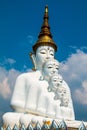 Buddha statues and colored foot path colorful glass stacked in Wat Pha Kaew, Khao Kho, Phetchabun