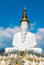 Buddha statues and colored foot path colorful glass stacked in Wat Pha Kaew, Khao Kho, Phetchabun