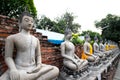 Buddha statues inside Wat Yai Chai Mongkhon, a Buddhist temple of archaeological park Royalty Free Stock Photo