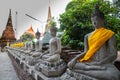Buddha statues inside Wat Yai Chai Mongkhon, a Buddhist temple of archaeological park Royalty Free Stock Photo