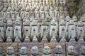 Buddha statues praying at the Hase-Dera temple Royalty Free Stock Photo