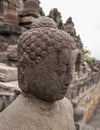 Buddha statues at the top of Borobudur Temple in Indonesia. The island of Java. Royalty Free Stock Photo