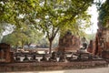 Buddha statues at Wat Mahathat, temple view in Ayutthaya Royalty Free Stock Photo