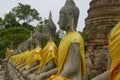 Buddha statues in the Wat Yai Chai Mongkhon temple in Ayutthaya, Thailand Royalty Free Stock Photo