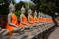 Buddha statues. Wat Yai Chai Mongkhon temple. Ayutthaya. Thailand Royalty Free Stock Photo