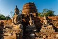 Buddha Statues of Wat Yai Chaimongkol Historical landmark Thai Buddhist Temple of Phra Nakhon Si Ayutthaya Tourist Attraction