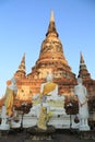 Buddha Status an Pagoda at Wat Yai Chaimongkol, Thailand Royalty Free Stock Photo