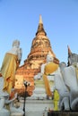 Buddha Status an Pagoda at Wat Yai Chaimongkol, Thailand Royalty Free Stock Photo