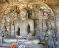 A Buddha stone carving at Gal Vihara at ancient Polonnaruwa in Sri Lanka.