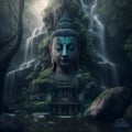 Buddha Stone Face Waterfall. Royalty Free Stock Photo