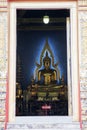 Buddha stuatue in Wat Benchamabophit Dusitwanaram or Marble Temple in Bangkok