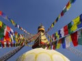 Buddha stupa Prayer flags nepal Kathamandu Royalty Free Stock Photo