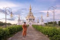 Buddha temple of Thailand in lotus lagoon