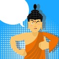 Buddha Thumbs up in pop art style. Indian god. Sign all right. H Royalty Free Stock Photo