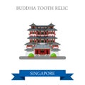 Buddha Tooth Relic Singapore vector flat attraction travel