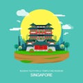 Buddha tooth relic temple and museum landmark in Singapore.vector Royalty Free Stock Photo