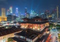 The Buddha Tooth Relic Temple at night in Singapore Chinatown