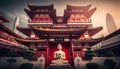 Buddha Toothe Relic Temple in Chinatown in Singapore, Generative Ai