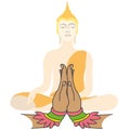 Buddha and Two hands in prayer Royalty Free Stock Photo