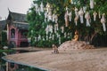 Buddha under the Bo tree at Wat Phan-Tao temple Royalty Free Stock Photo